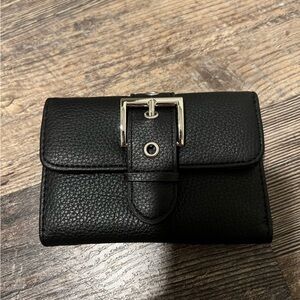 Black Leather Buckle Wallet Steve Madden